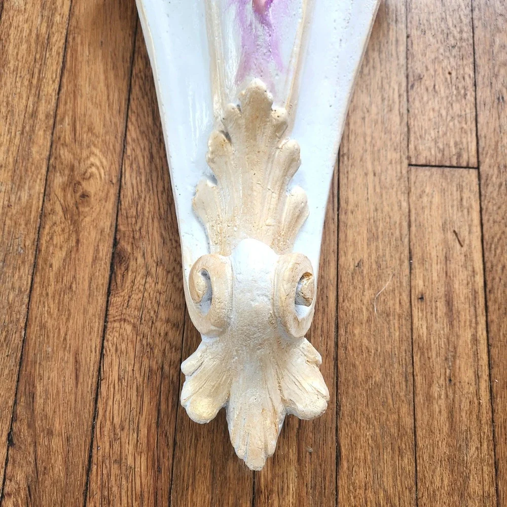 Hand Painted Drag Queen Plaster Wall Corbel Purple Beard Gold White Large Decor‎